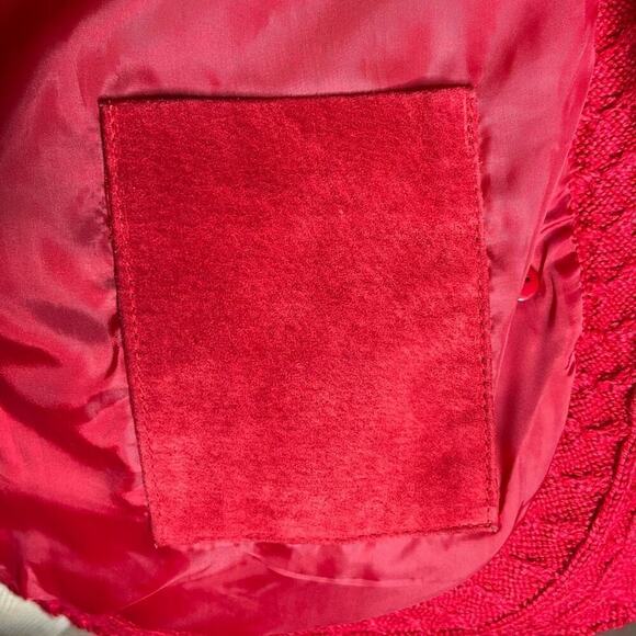 Coldwater Creek Red Suede Leather Jacket With Cable Knit Trim & Button Closure S - Picture 11 of 12